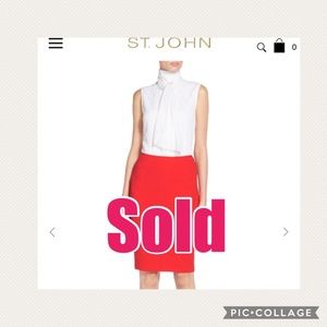 St John Santana Knit Pencil Skirt Orange